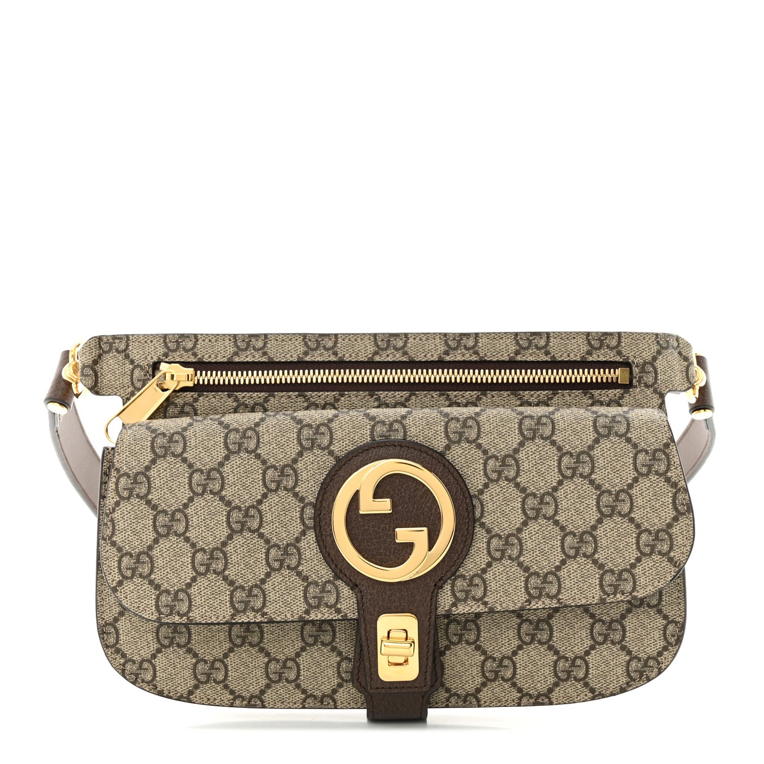 Gucci GG Supreme Monogram Textured Dollar Calfskin Blondie Belt Bag Beige Ebony New Acero 1 of 11