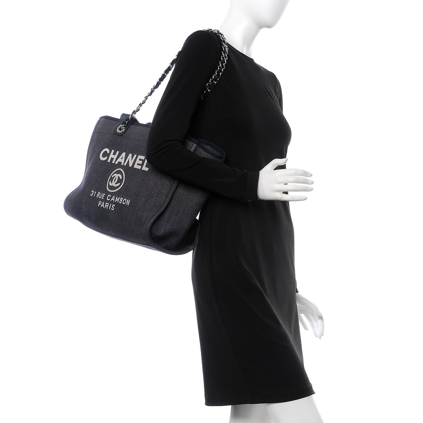 Canvas Medium Deauville Tote Dark Blue
