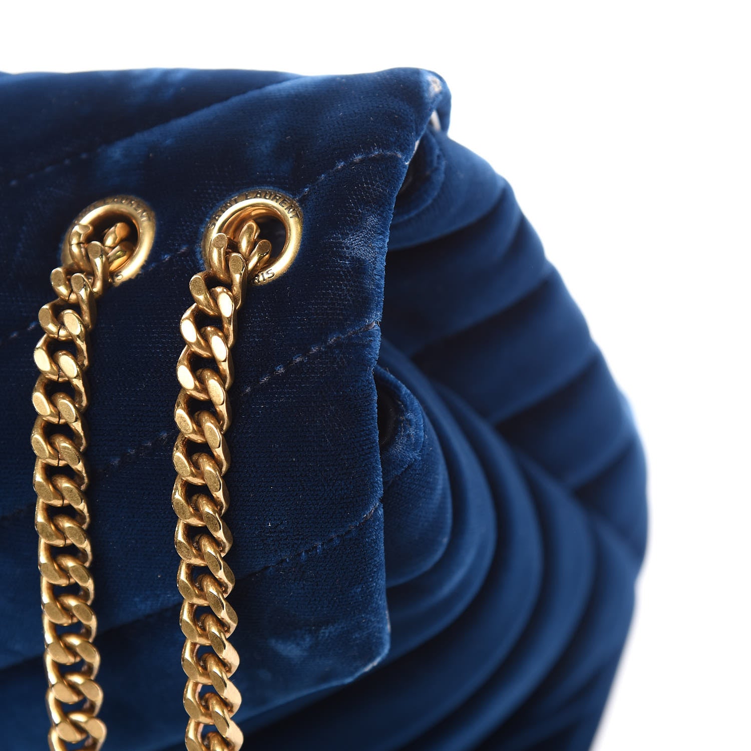 Saint Laurent Velvet Y Quilted Monogram Small Loulou Chain Satchel Medium Blue 15 of 17