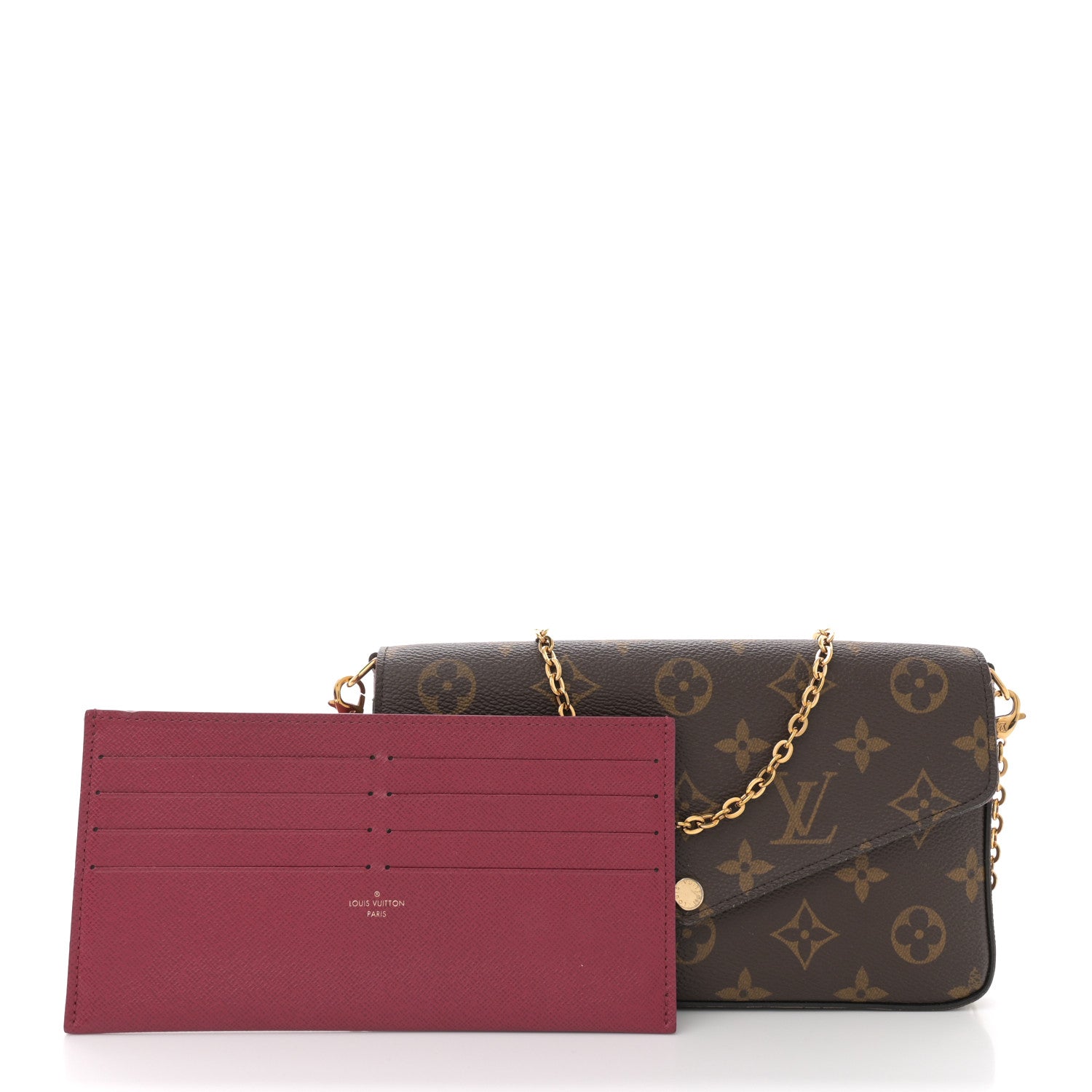 Louis Vuitton Monogram Pochette Felicie Chain Wallet Fuchsia 2 of 12