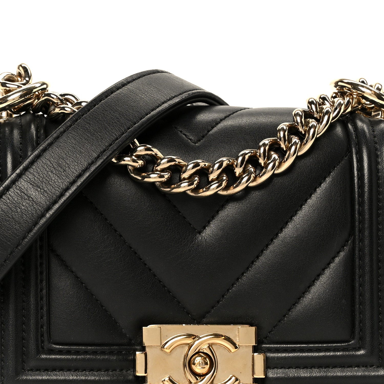 Chanel Lambskin Chevron Quilted Mini Boy Flap  Black 8 of 10