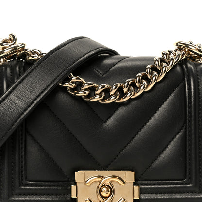 Chanel Lambskin Chevron Quilted Mini Boy Flap  Black 8 of 10