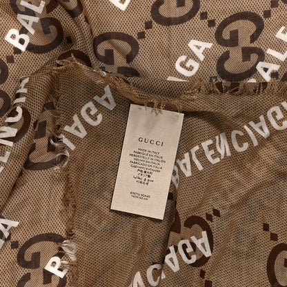 Gucci X BALENCIAGA Modal Silk Maxi GG Monogram Logo Print Shawl Beige White 3 of 3