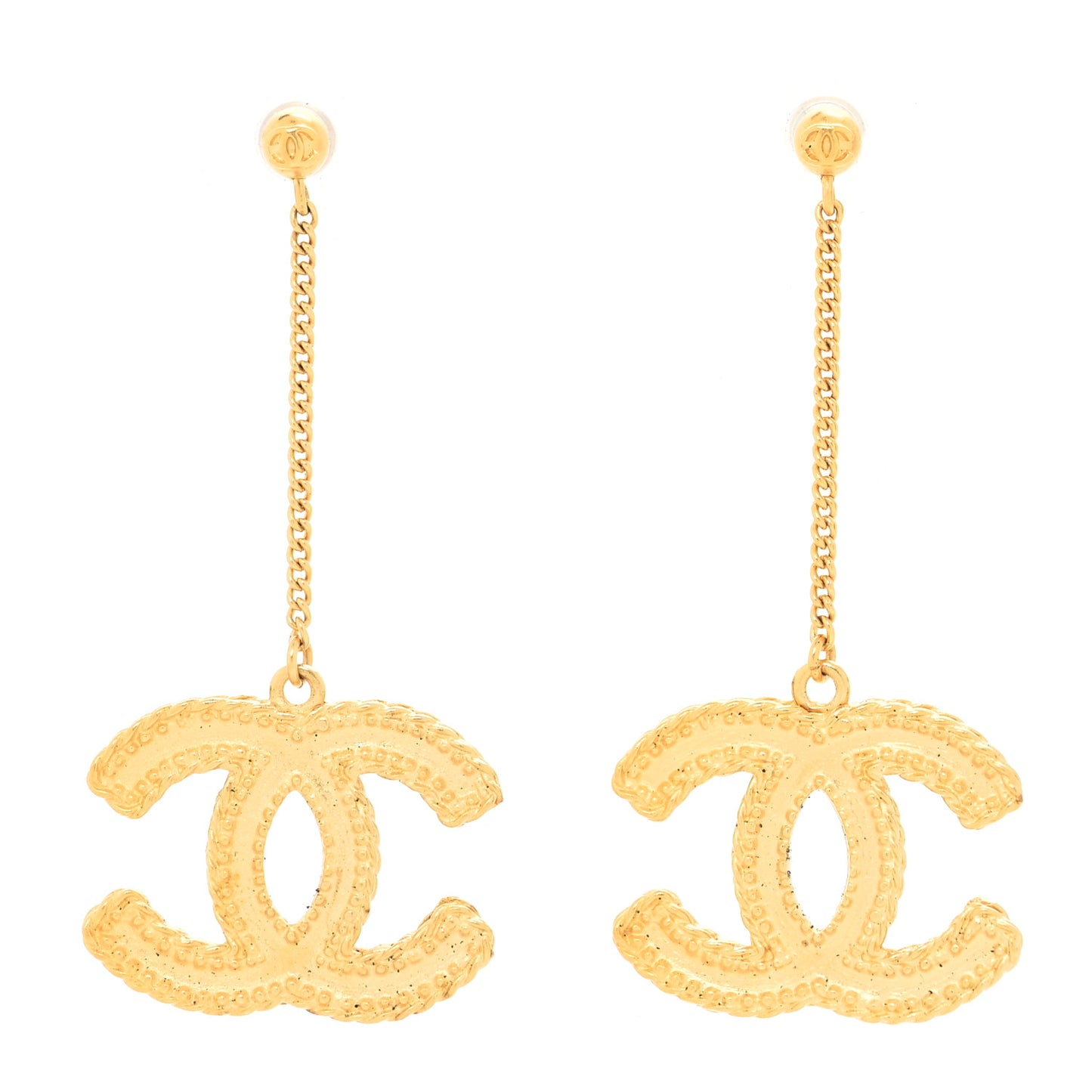 CC Drop Earrings Matte Gold