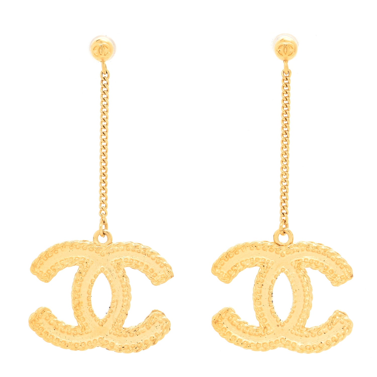 Chanel CC Drop Earrings Matte Gold 1 of 4