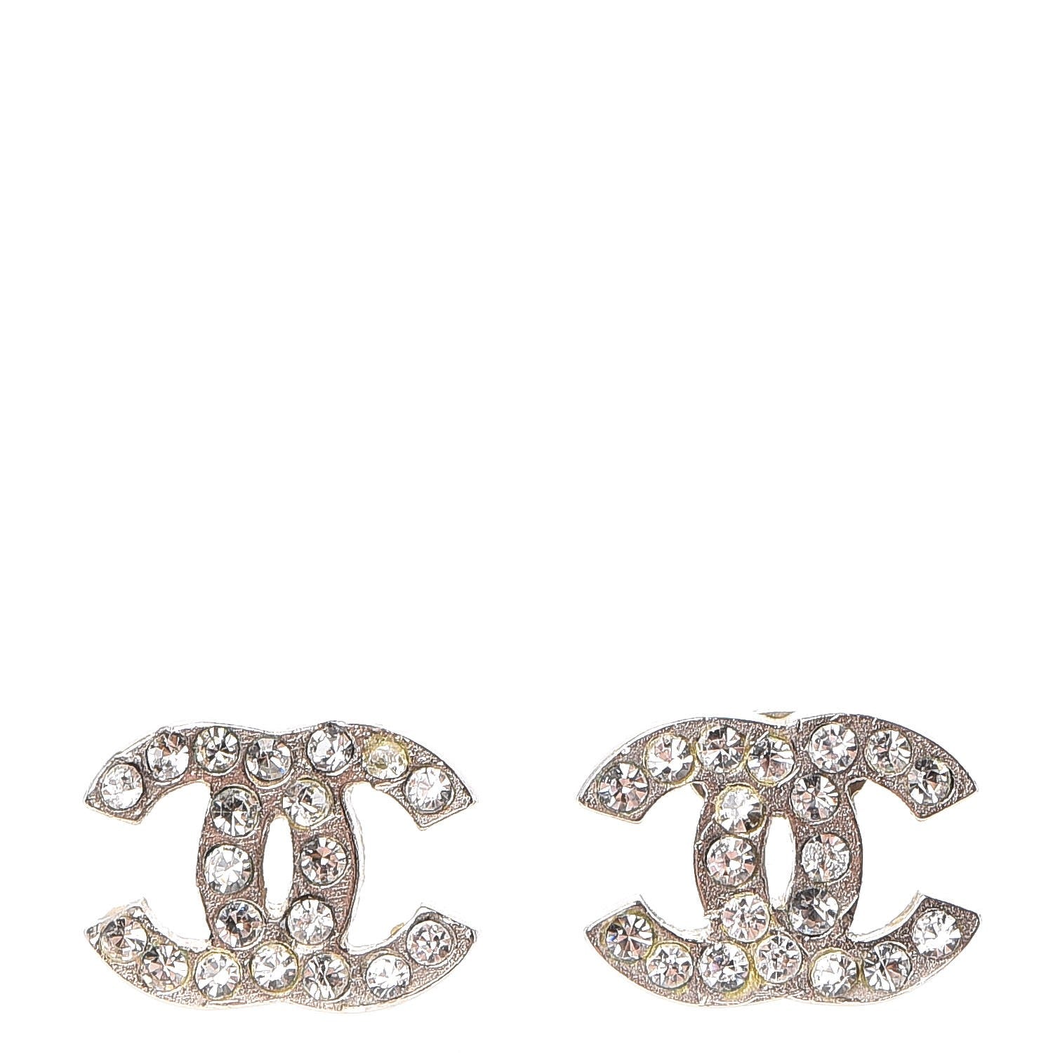 Chanel Crystal Mini Timeless CC Earrings Silver 1 of 7