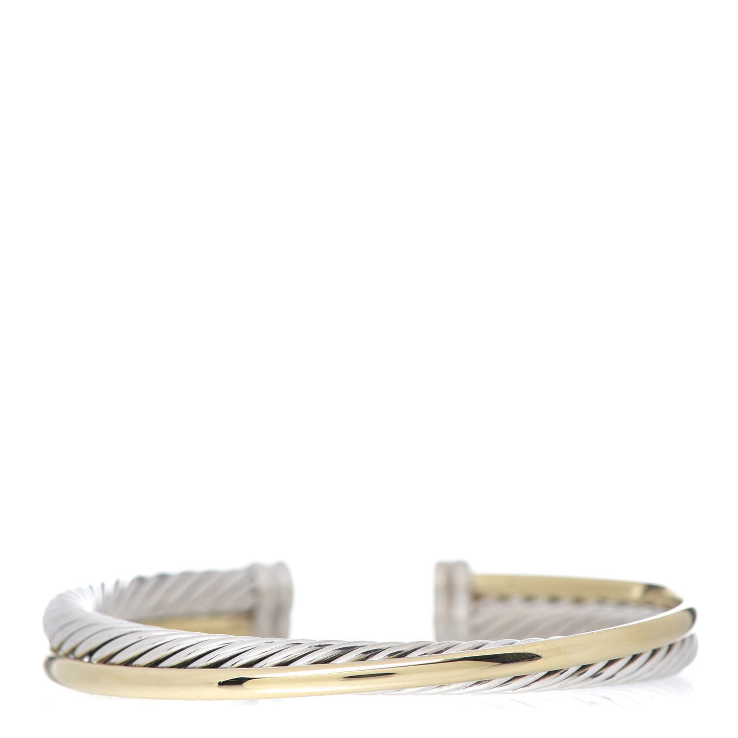 Sterling Silver 18K Yellow Gold 5mm Crossover Cuff Bracelet