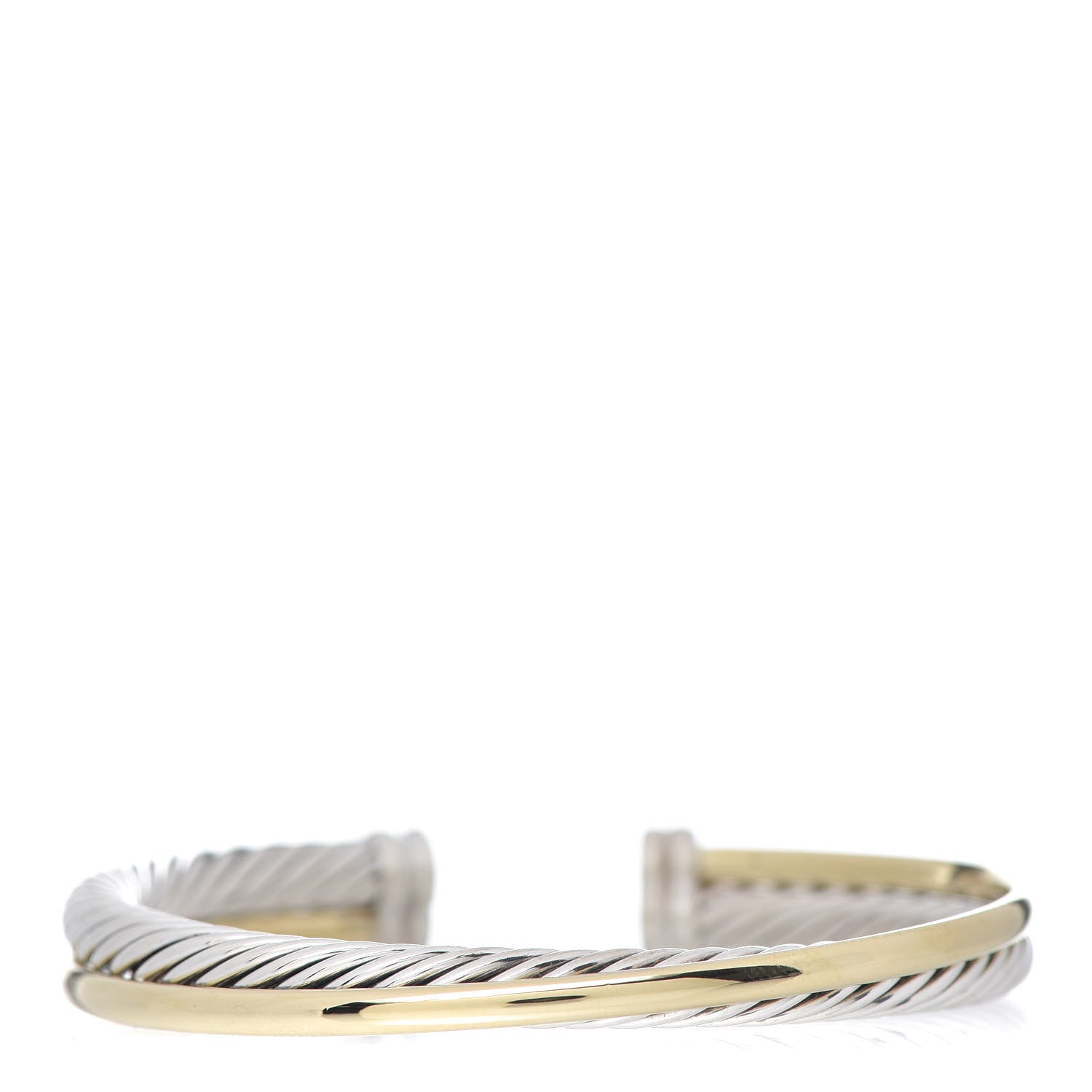 David Yurman Sterling Silver 18K Yellow Gold 5mm Crossover Cuff Bracelet 1 of 5