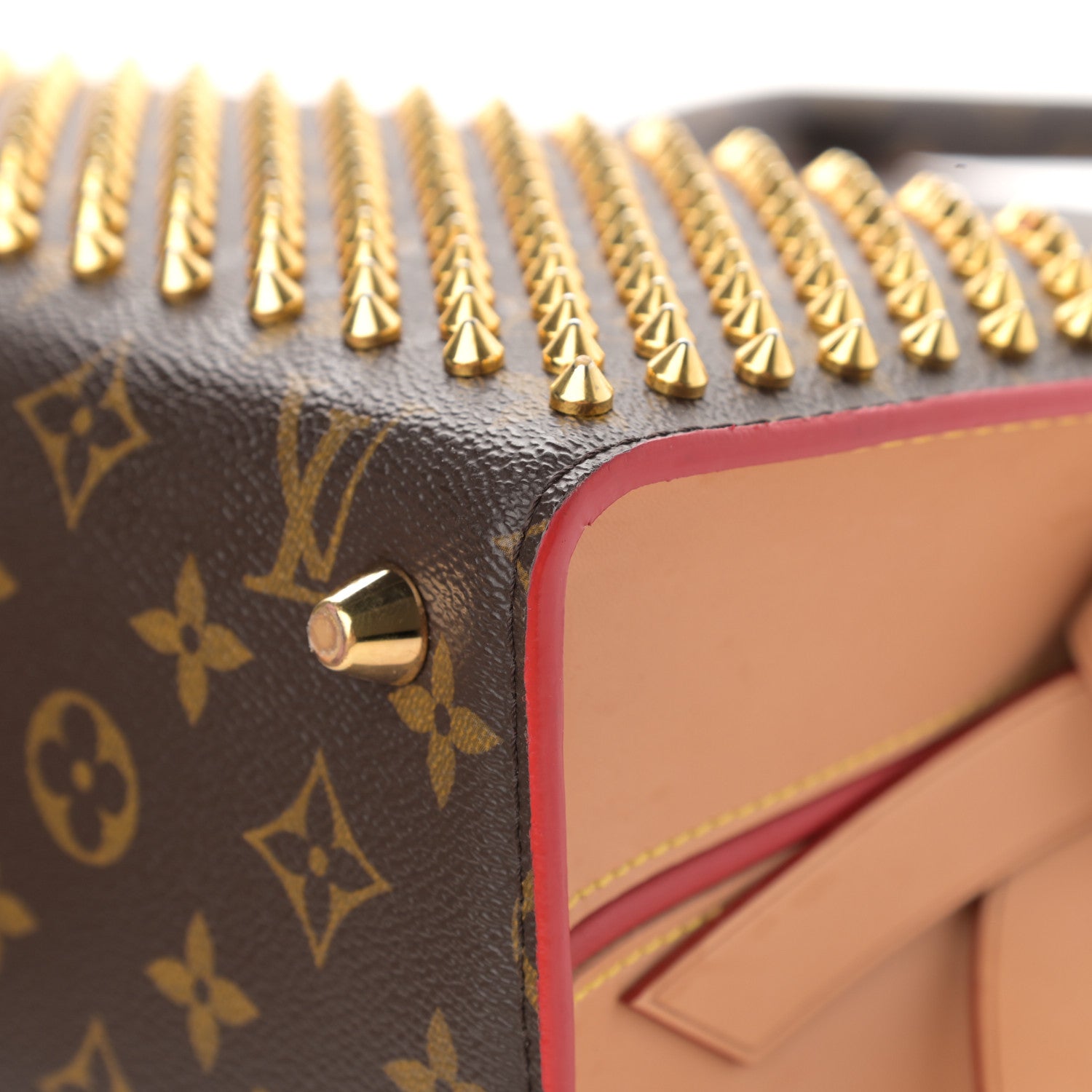 Louis Vuitton Monogram Calf Hair Spikes Iconoclasts Christian Louboutin Tote Red 9 of 22
