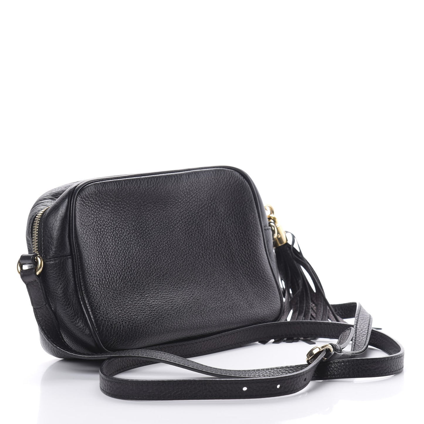 Pebbled Calfskin Small Soho Disco Bag Black