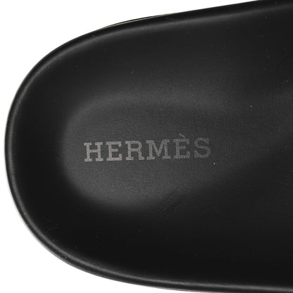 Hermes Suede Goatskin Womens Chypre Sandals 37 Brun Fume Black 9 of 9