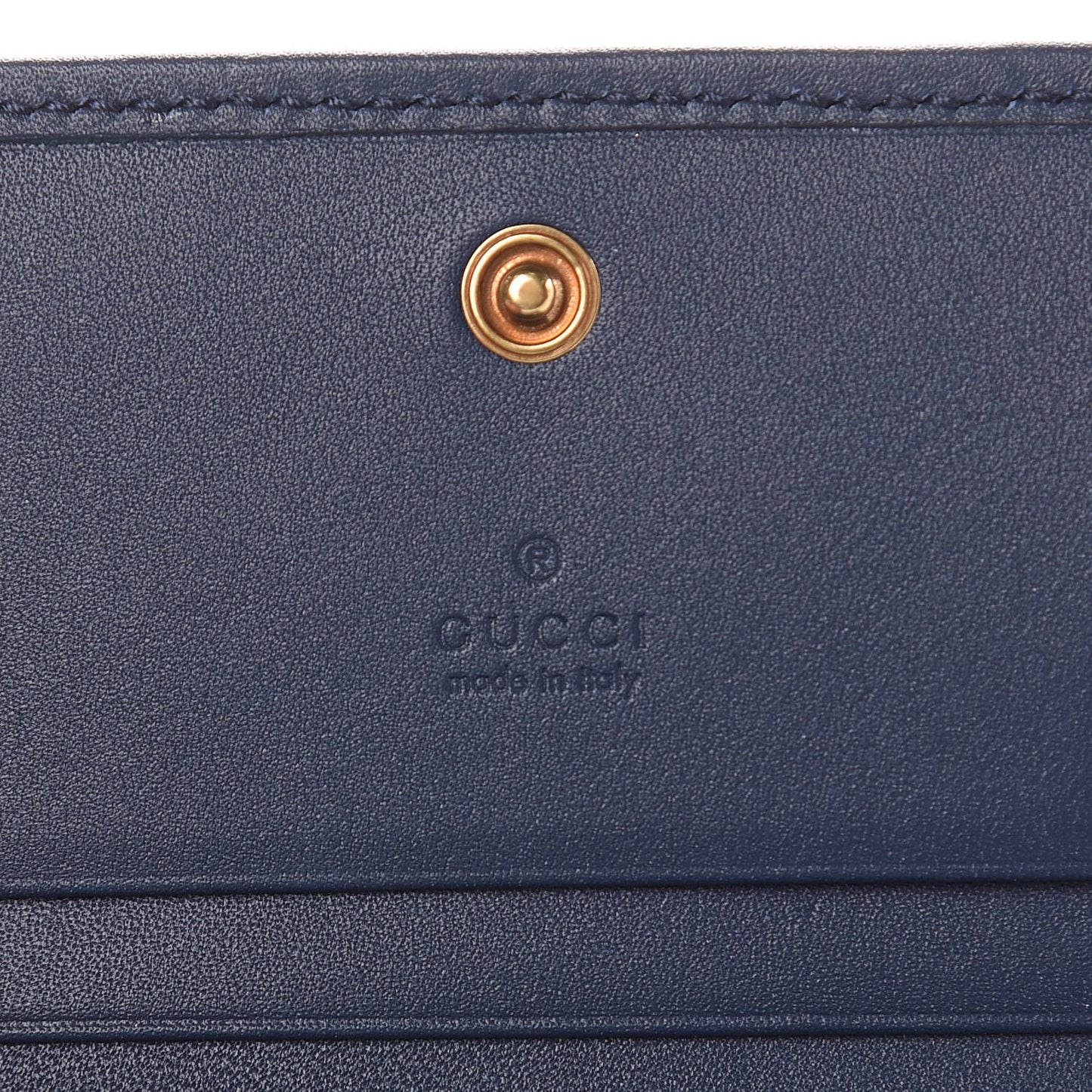 Denim Matelasse Pearly GG Marmont Card Case Wallet Blue
