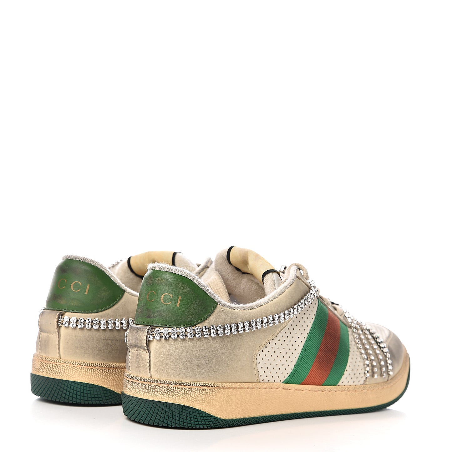 Nubuck Calfskin Web Removable Crystals Mens Screener Sneakers 12 Dusty Milk New Mystic White