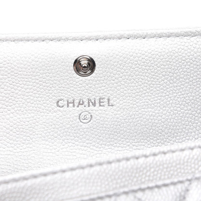 Chanel Metallic Caviar Quilted Boy Card Holder Wallet Silver 7 of 8