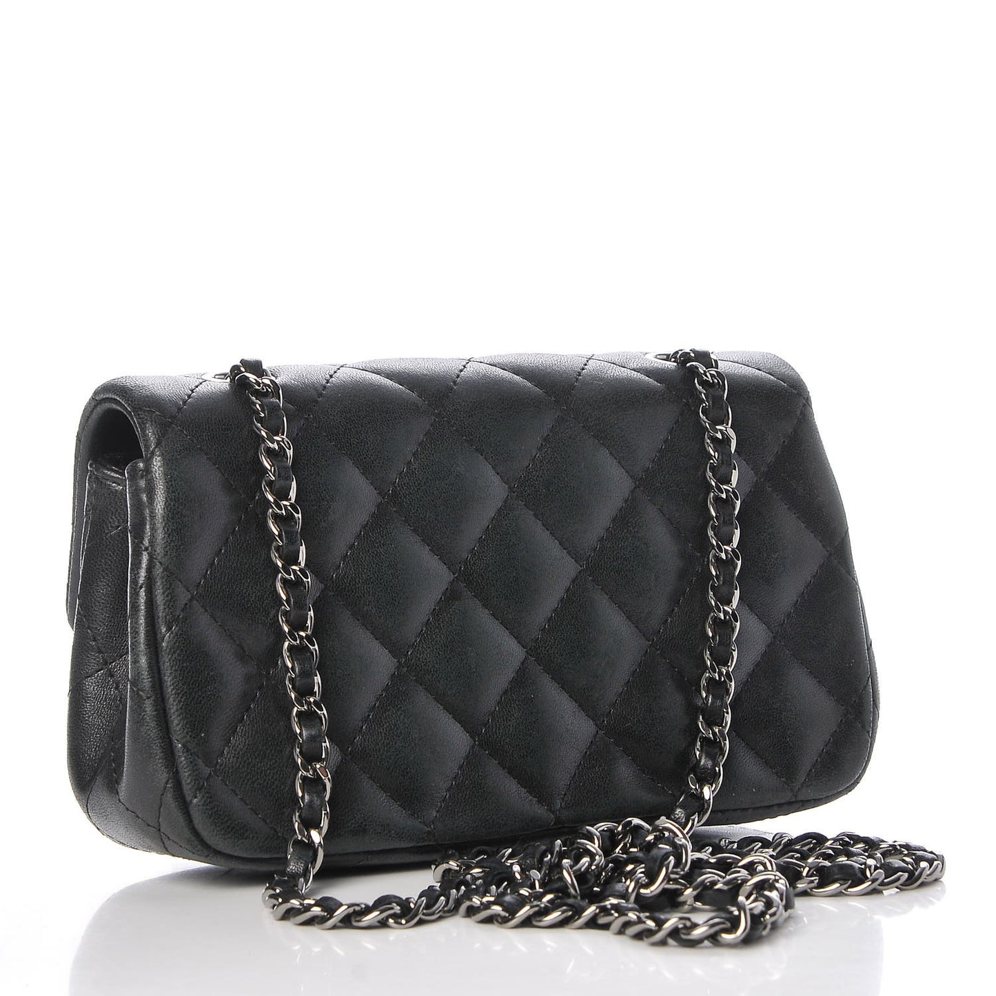 Lambskin Quilted Extra Mini Flap Black