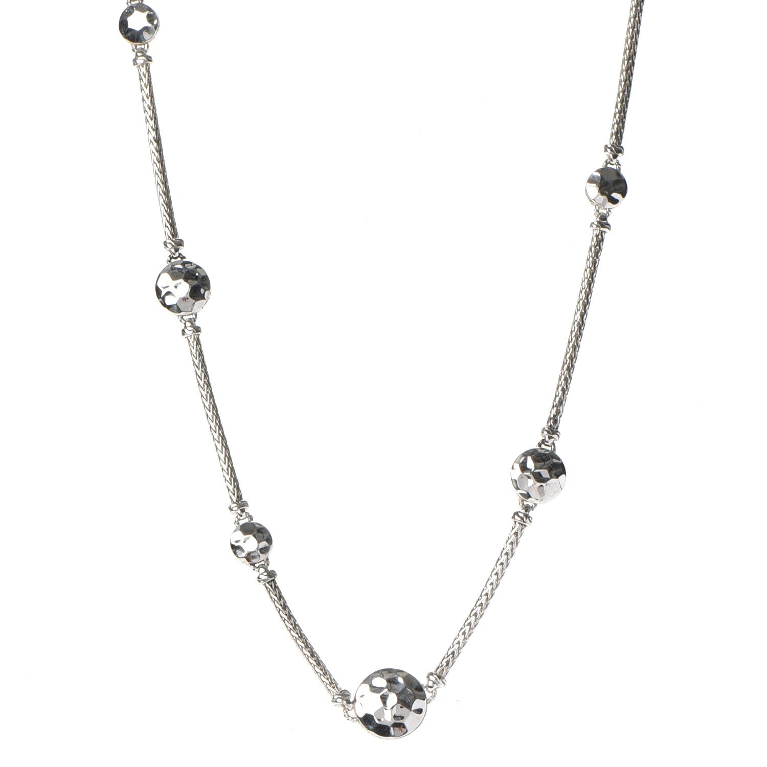 John Hardy Sterling Silver Palu Disc Station Necklace 18" 1 of 6