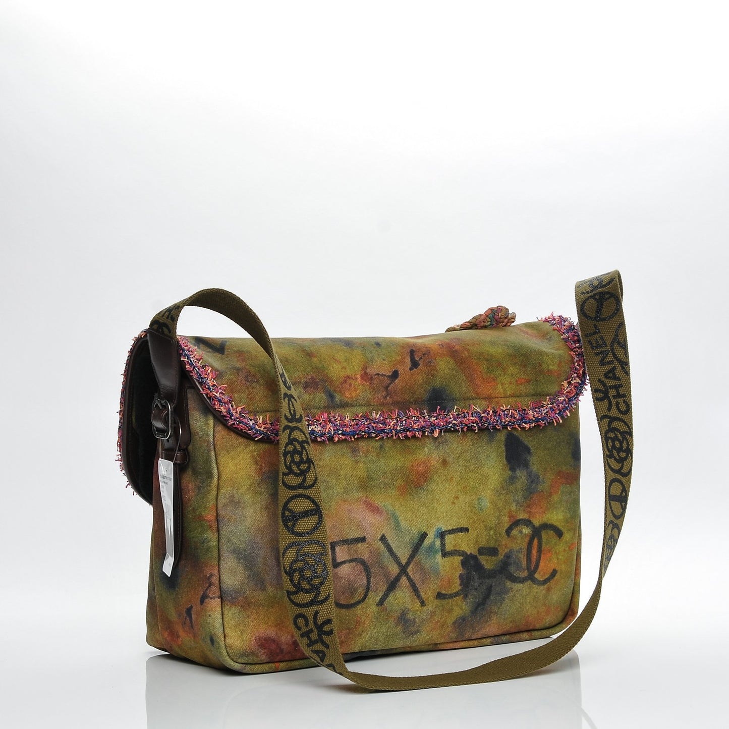 Washed Toile Large Graffiti On The Pavements Messenger Khaki Multicolor