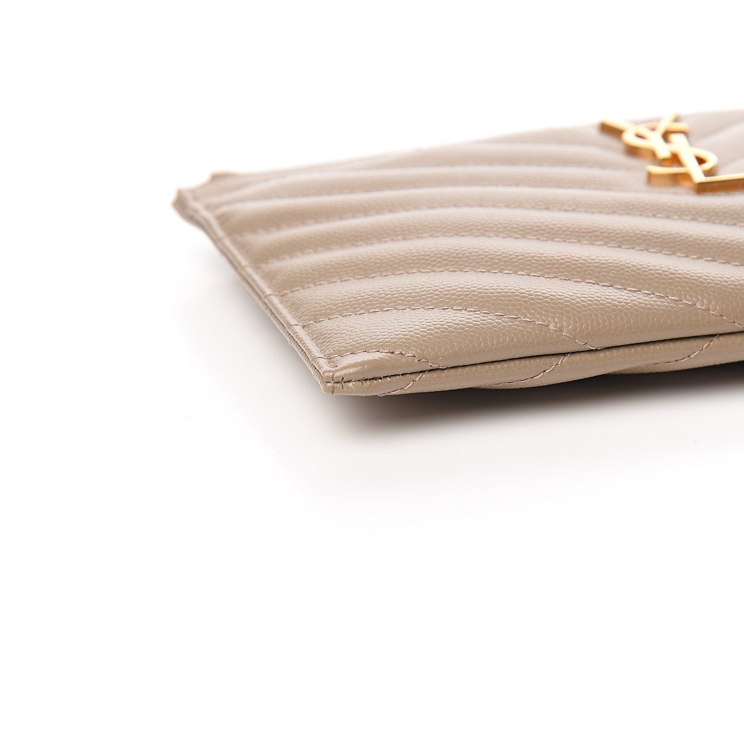 Saint Laurent Grain De Poudre Chevron Monogram Bill Pouch Beige 7 of 8