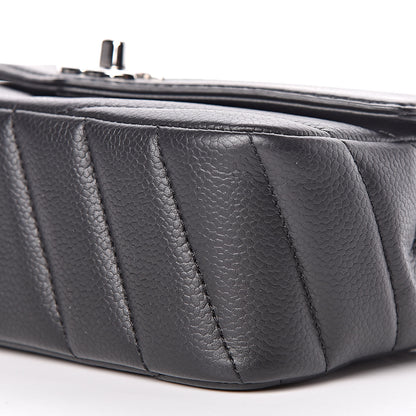 Chanel Caviar Chevron Quilted Small Single Flap Black 10 of 11