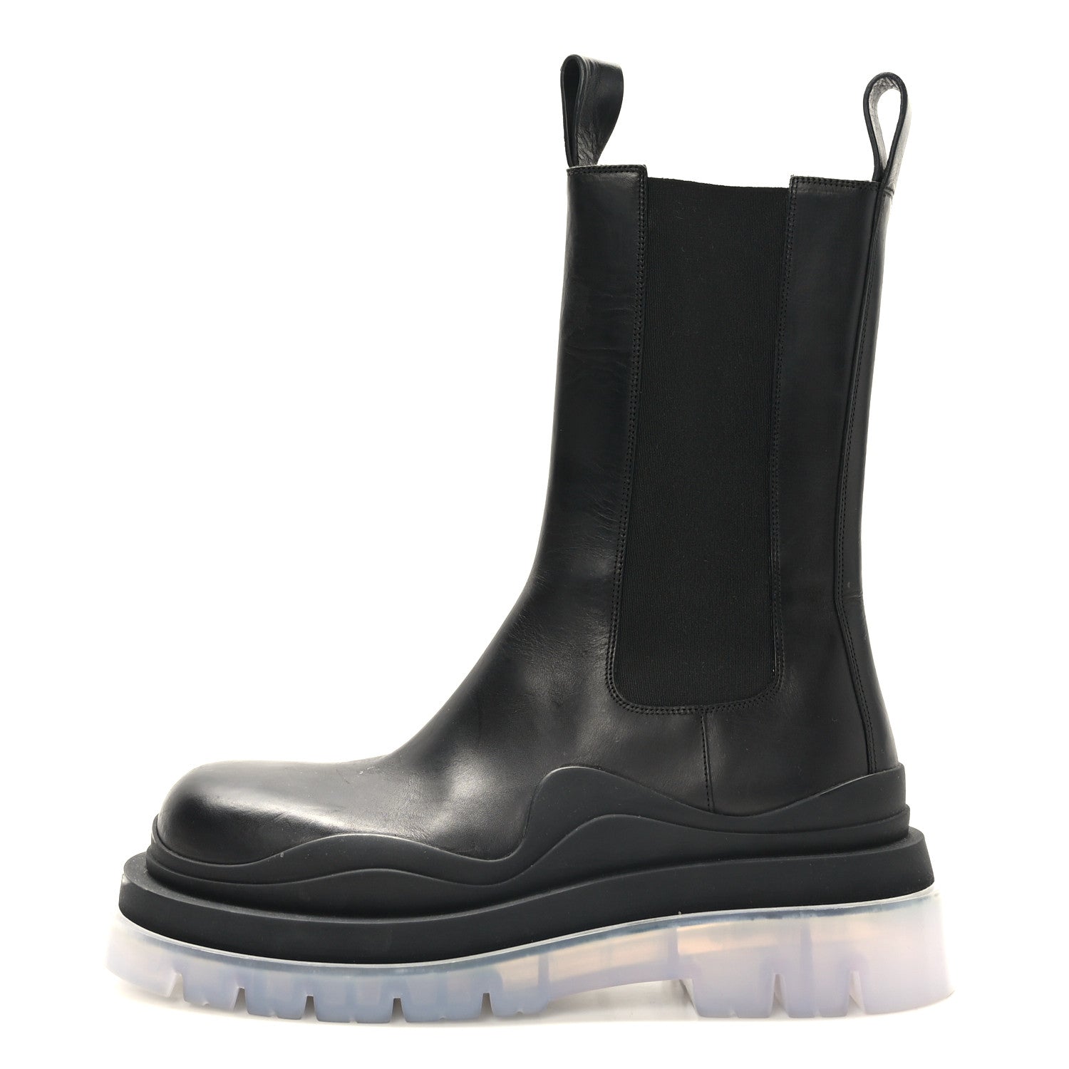 Bottega Veneta Calfskin The Tire Chelsea Boots 40 Black Transparent 1 of 7