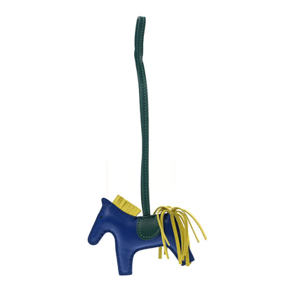 Hermes Milo Lambskin Grigri Rodeo Horse Bag Charm PM Bleu Electrique Lime Malachite 1 of 3