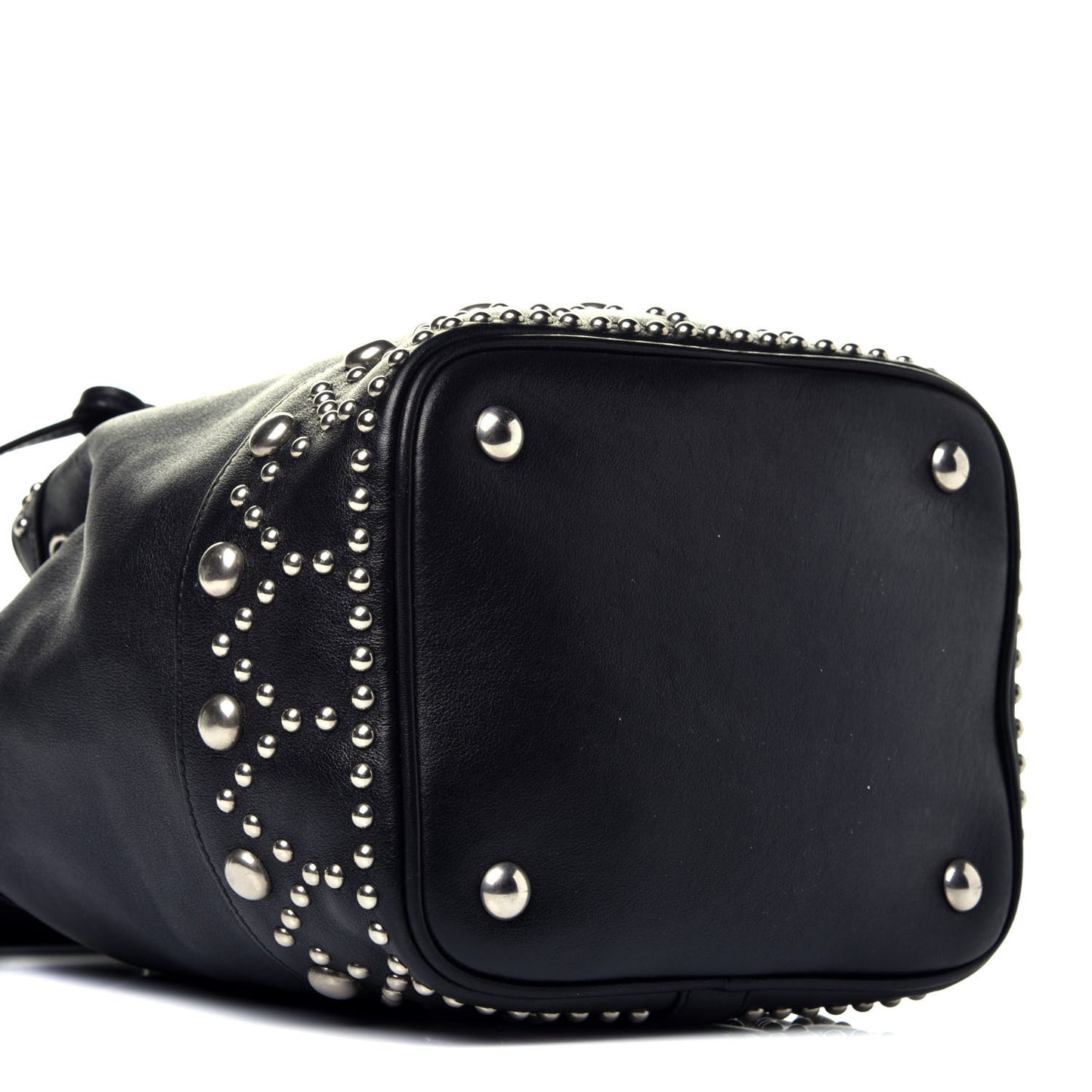 Calfskin Small Y Studs Bucket Bag Black