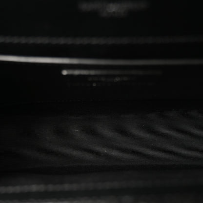 Saint Laurent Grain De Poudre Textured Mixed Matelasse Triquilt Medium Monogram Satchel Black 5 of 10