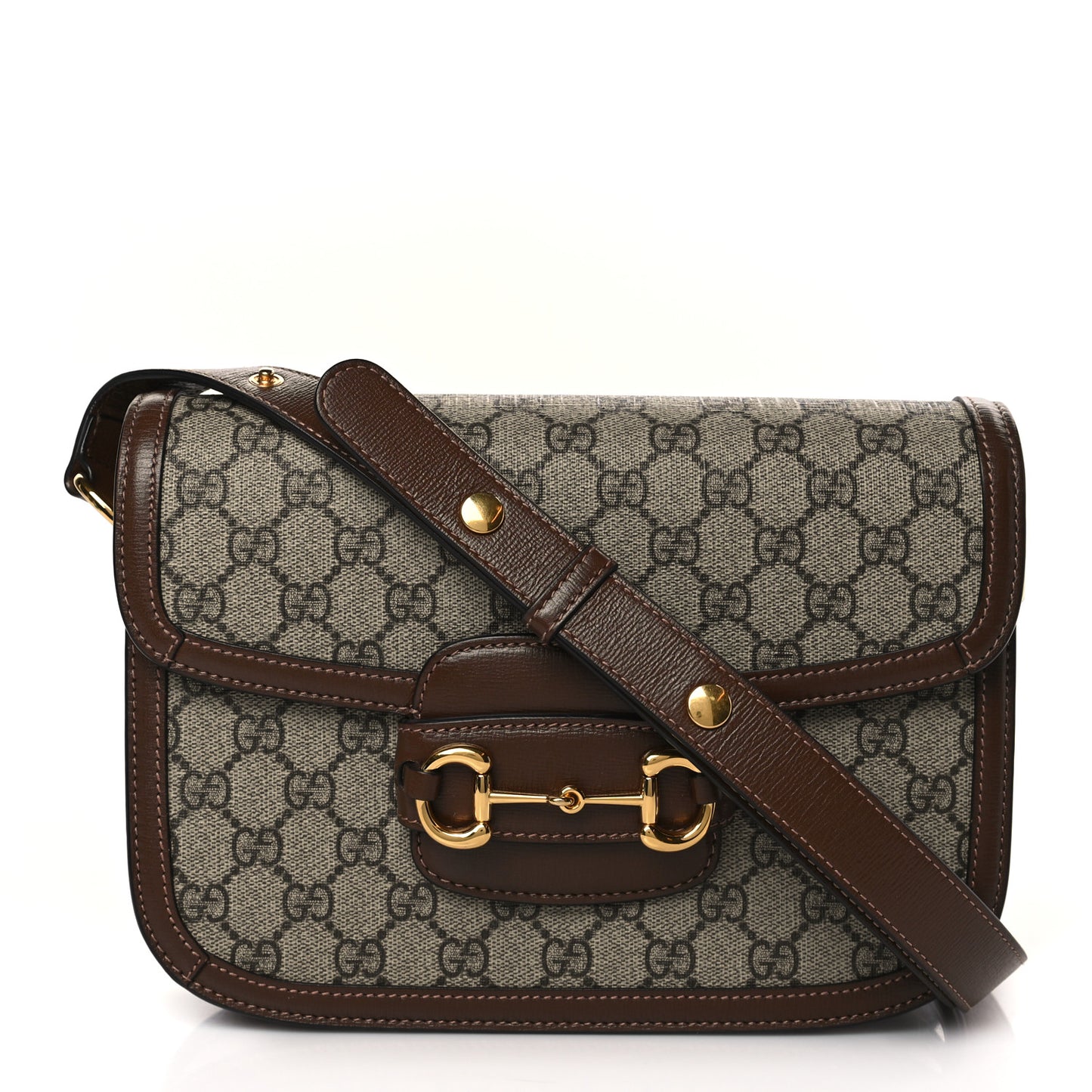 GG Supreme Monogram Horsebit 1955 Shoulder Bag Beige Brown Sugar