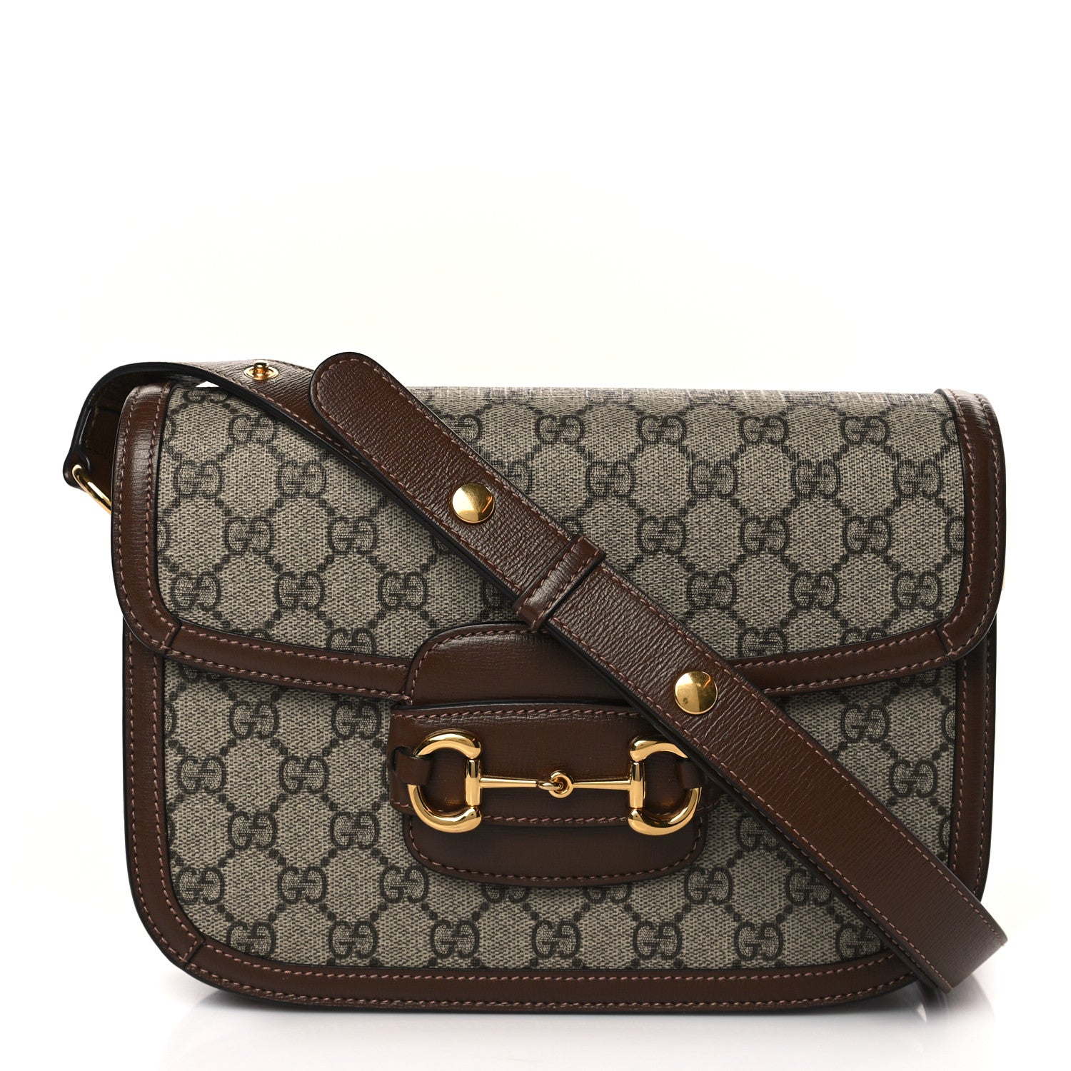 Gucci GG Supreme Monogram Horsebit 1955 Shoulder Bag Beige Brown Sugar 1 of 9