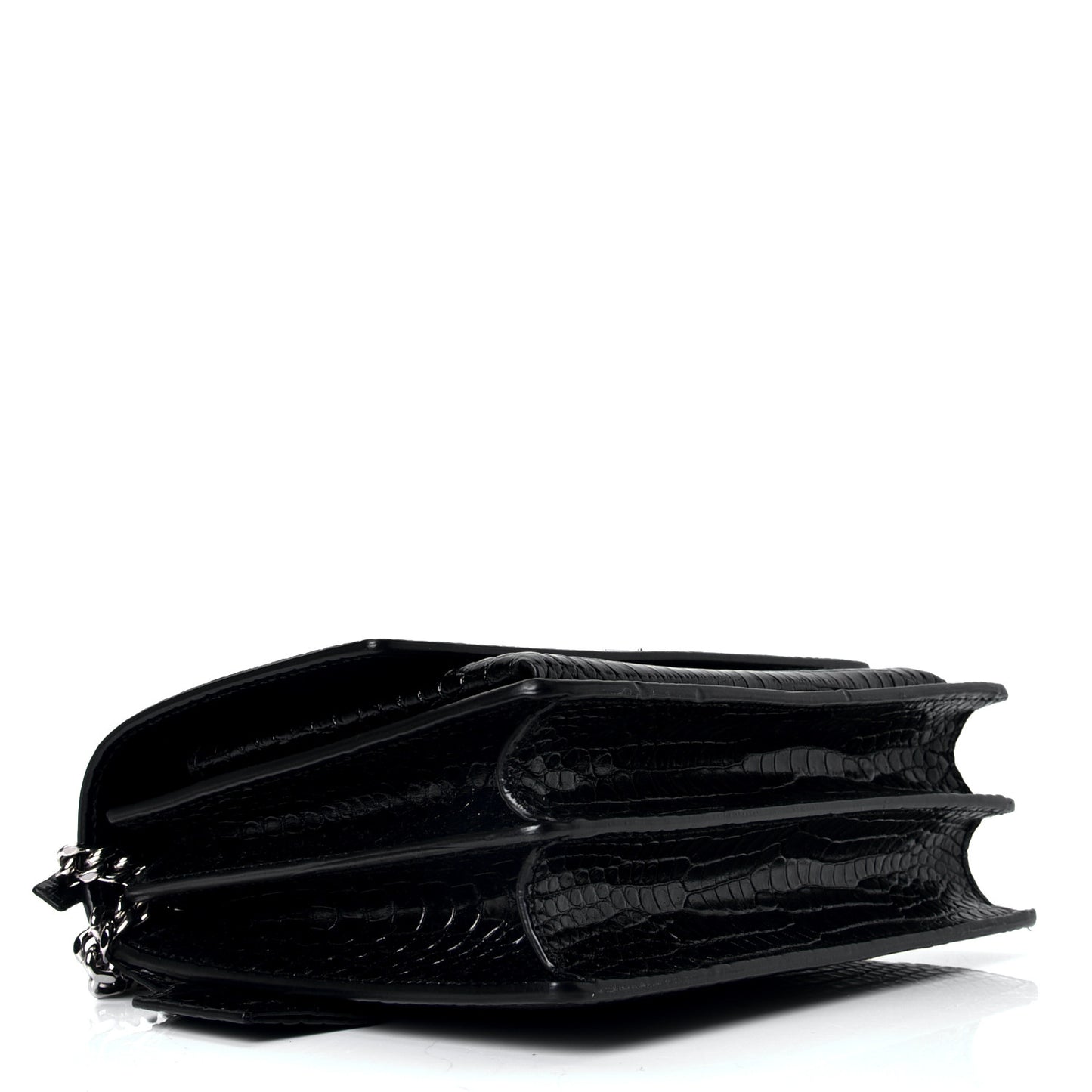 Calfskin Crocodile Embossed Medium Monogram Sunset Black