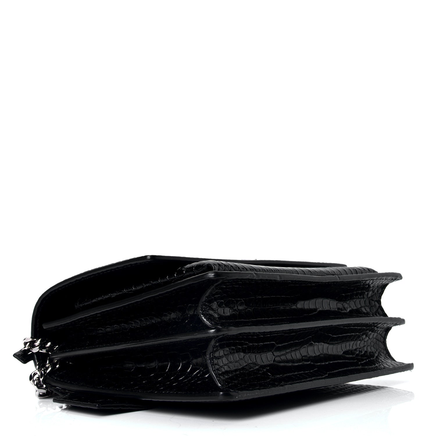 Saint Laurent Calfskin Crocodile Embossed Medium Monogram Sunset Black 3 of 4
