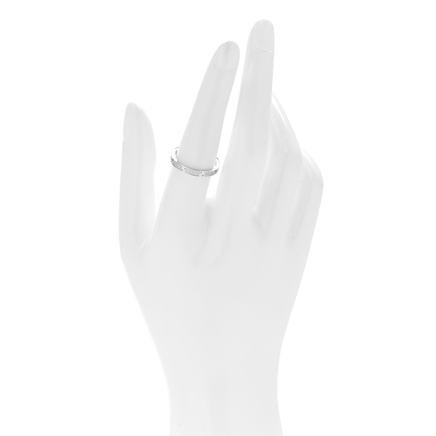 Cartier 18K White Gold Diamond 2.6mm LOVE Paved Band Ring 54 6.75 2 of 5