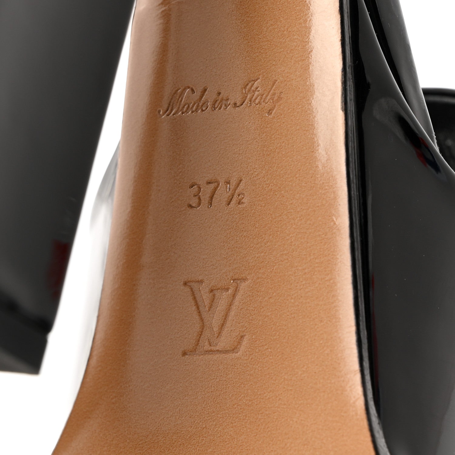 Louis Vuitton LOUIS VUITTON Patent Calfskin Fame Platform Sandal 37.5 Black 8 of 9