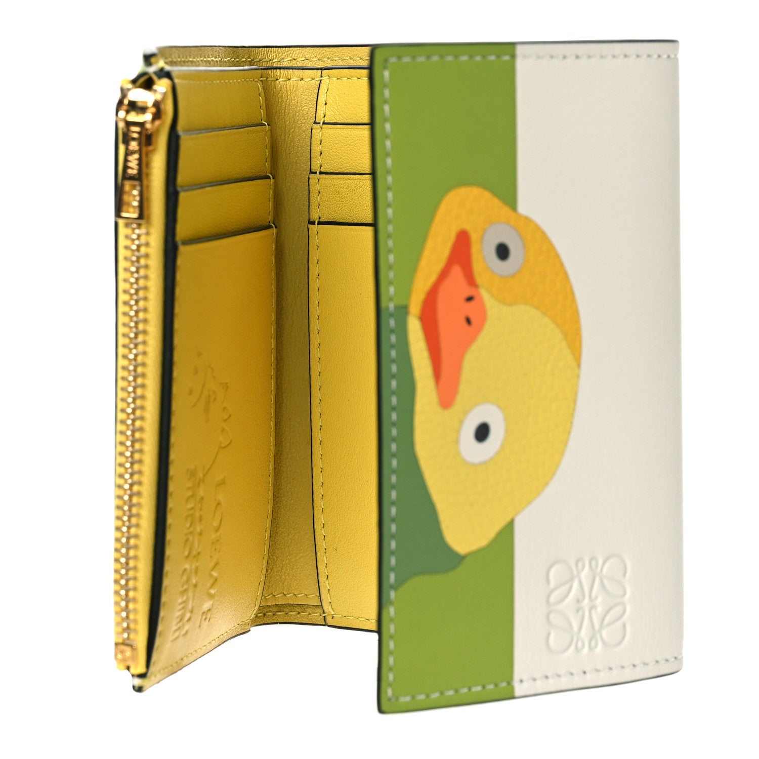 Loewe X SPIRITED AWAY Calfskin Otori-Sama Small Vertical Wallet Soft White Lemon Zest 5 of 9