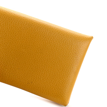 Hermes Evercolor Calvi Card Case Jaune Ambre 9 of 11