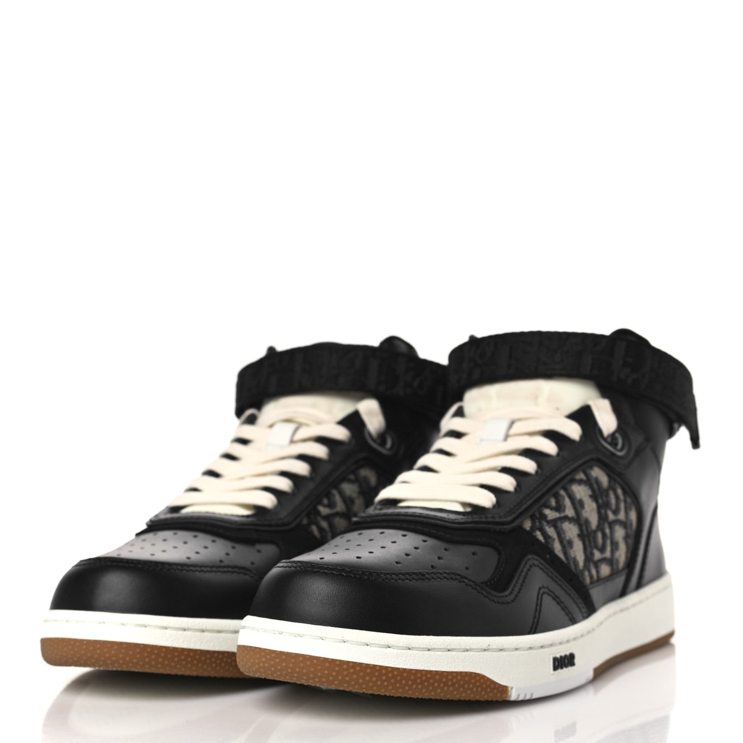 Christian Dior Smooth Calfskin Jacquard Oblique Mens B27 Mid Top Sneakers 41 Black Blue 3 of 9