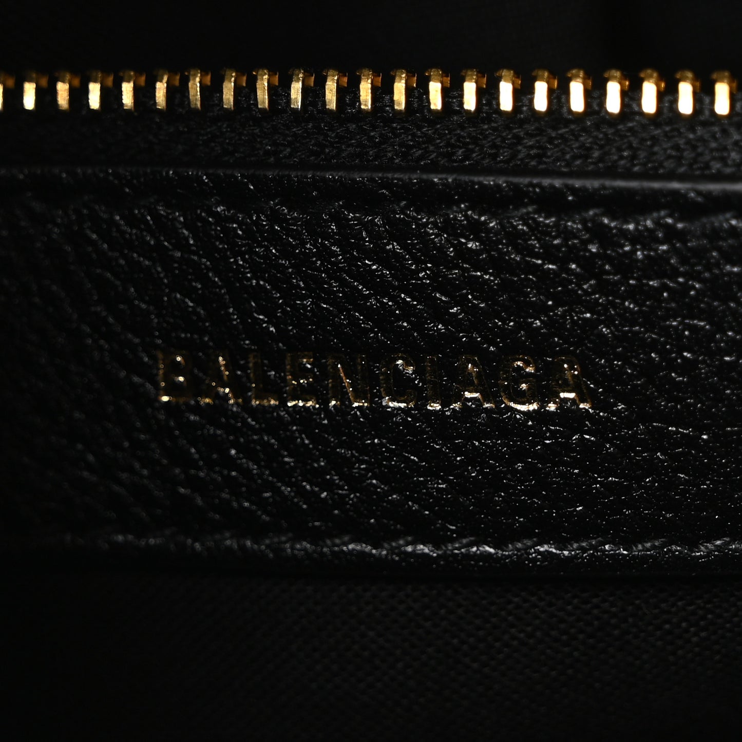 Grained Calfskin Logo S Ville Top Handle Bag Black White