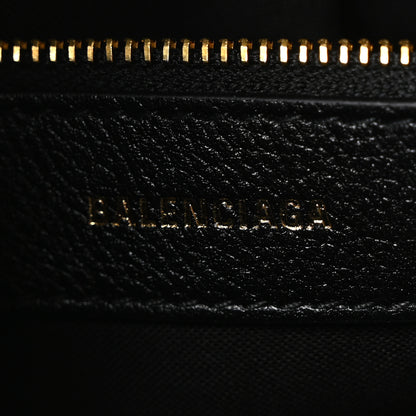 Balenciaga Grained Calfskin Logo S Ville Top Handle Bag Black White 6 of 11