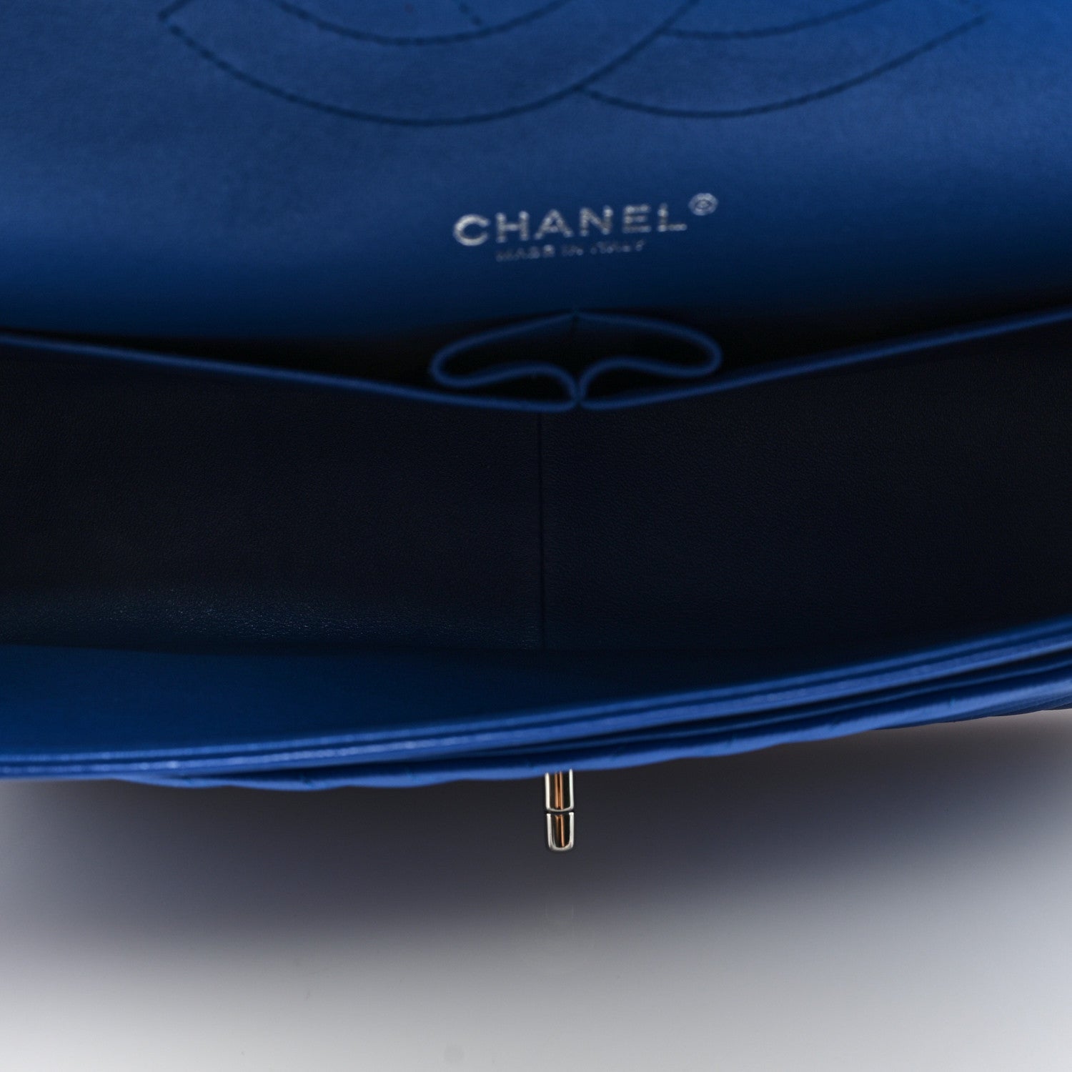 Chanel Caviar Chevron Quilted Jumbo Double Flap Blue 5 of 9