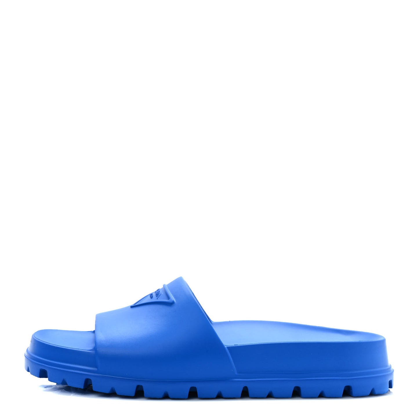 EVA Rubber Triangle Logo Embossed Womens Lug Sole 20mm Slide Sandals 39 Azzurro