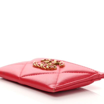 Chanel Lambskin Quilted Chanel 19 Card Holder Red 10 of 10