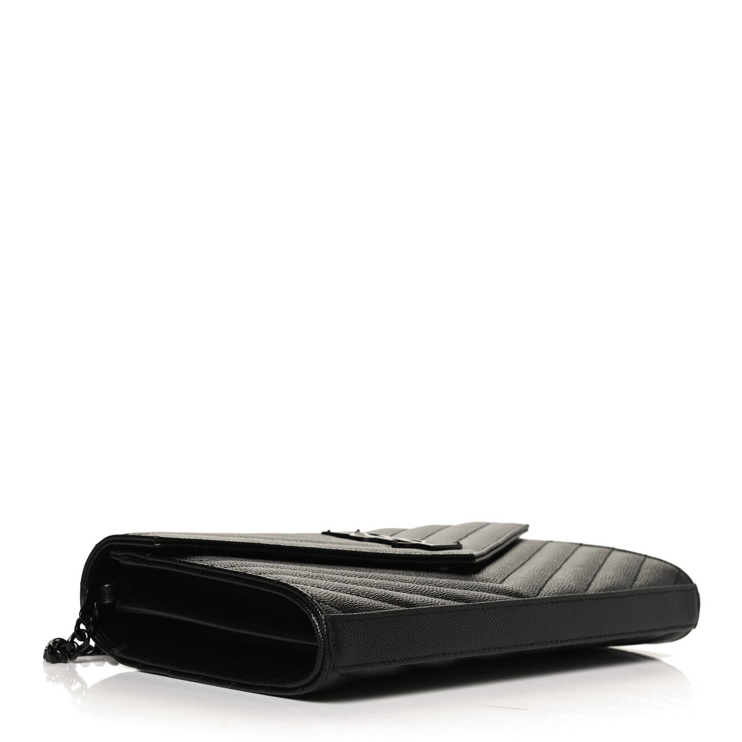 Grain De Poudre Matelasse Chevron Monogram Chain Wallet Black
