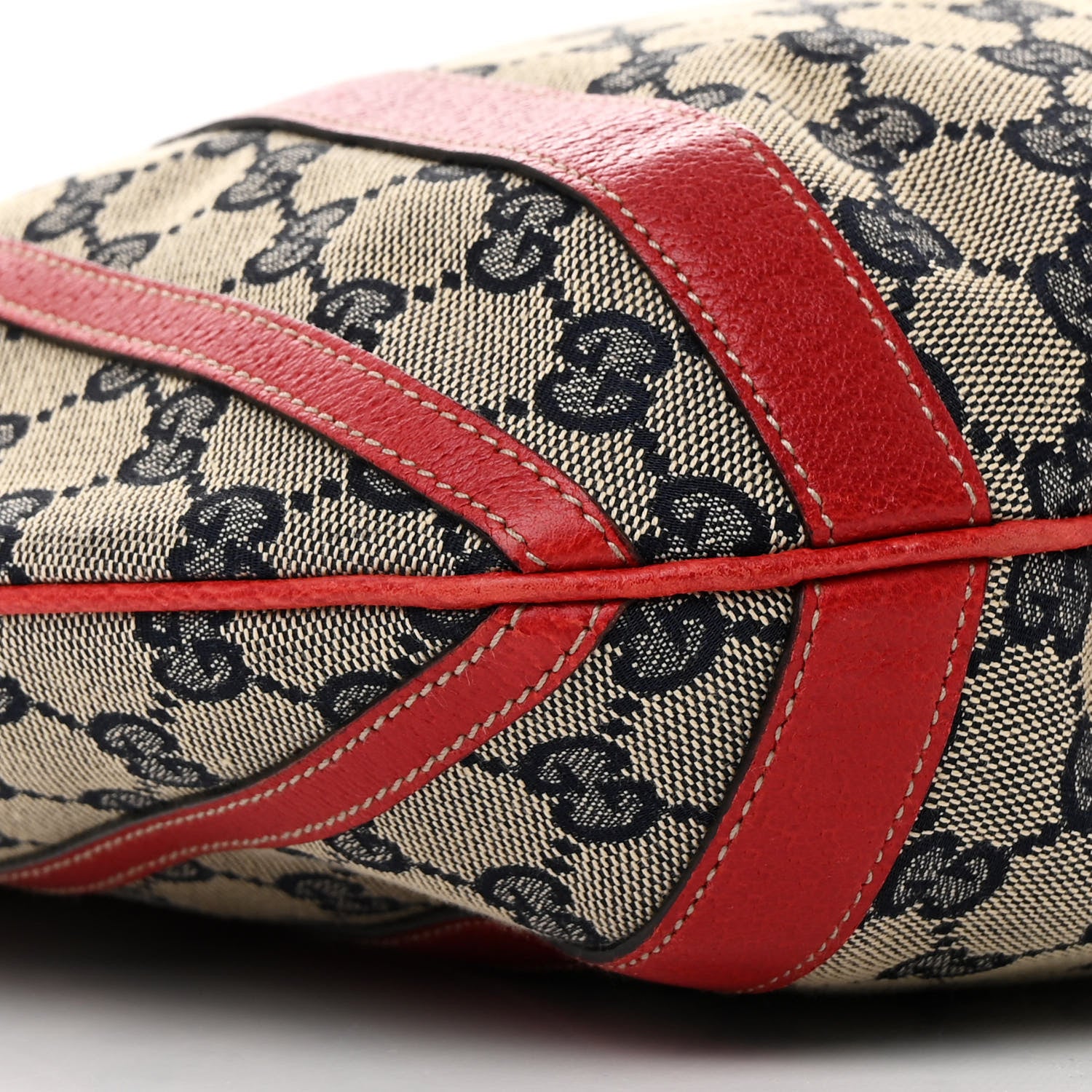 Gucci Monogram Medium Abbey Convertible Tote Navy Red 9 of 11