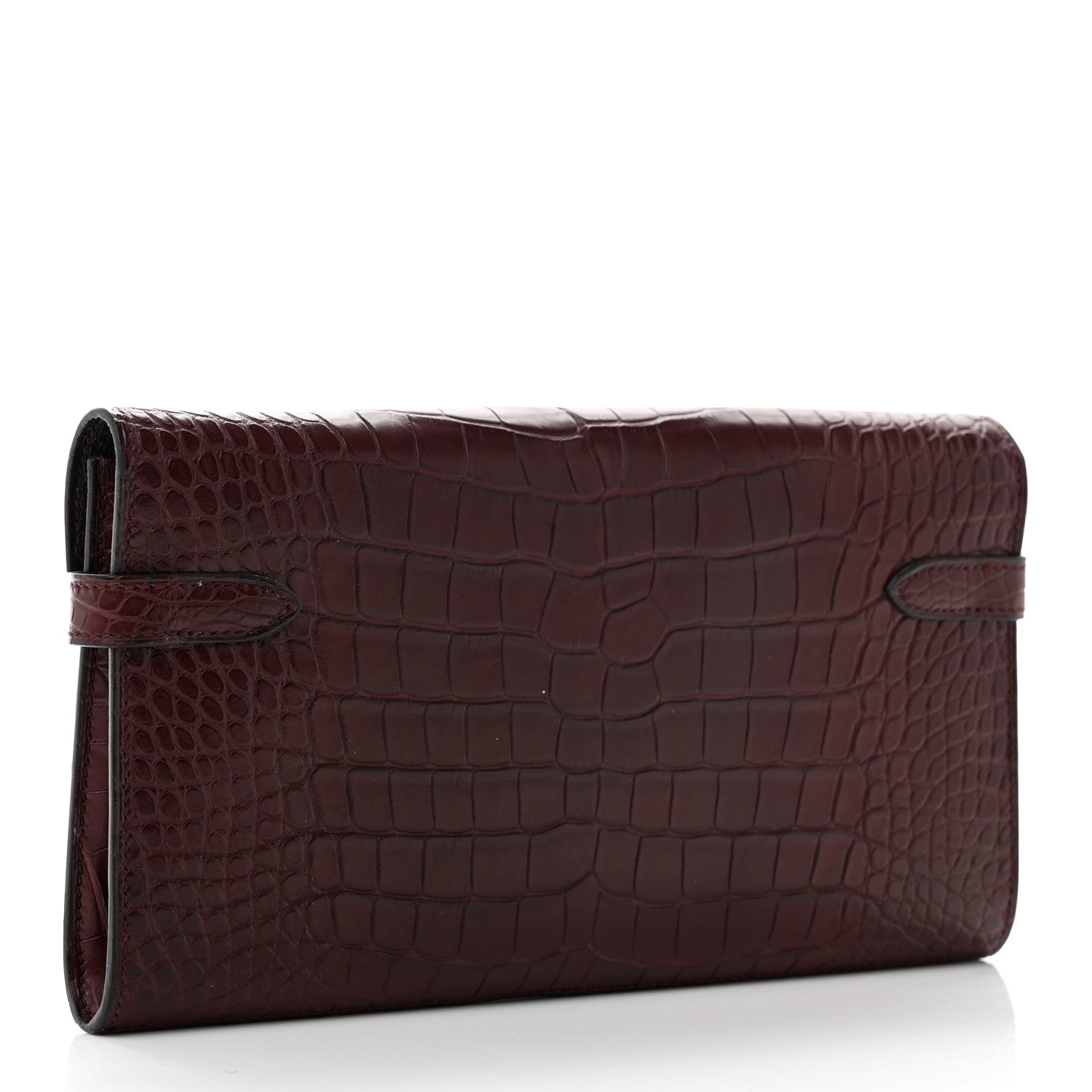 Hermes Matte Alligator Kelly Longue Wallet Bourgogne 3 of 8
