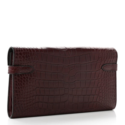 Hermes Matte Alligator Kelly Longue Wallet Bourgogne 3 of 8