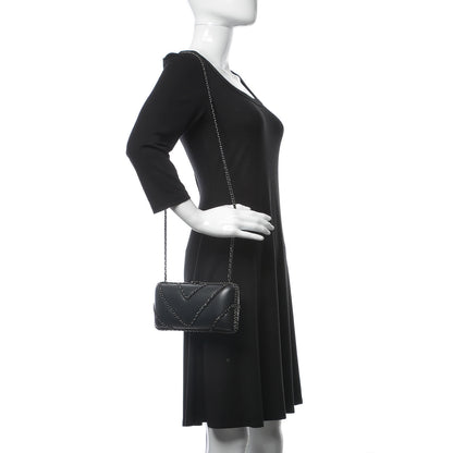 Chanel Lambskin Chevron Quilted Chain Around Clutch Black 3 of 9