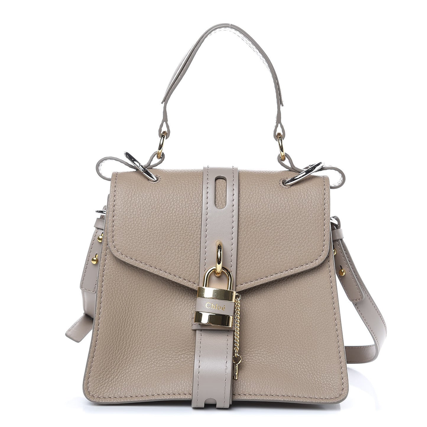 Shiny Grained Calfskin Small Aby Day Shoulder Bag Motty Grey
