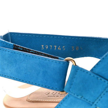 Gucci Suede Horsebit Amstel Slingback Clogs 38.5 New Bright Turquoise 7 of 10