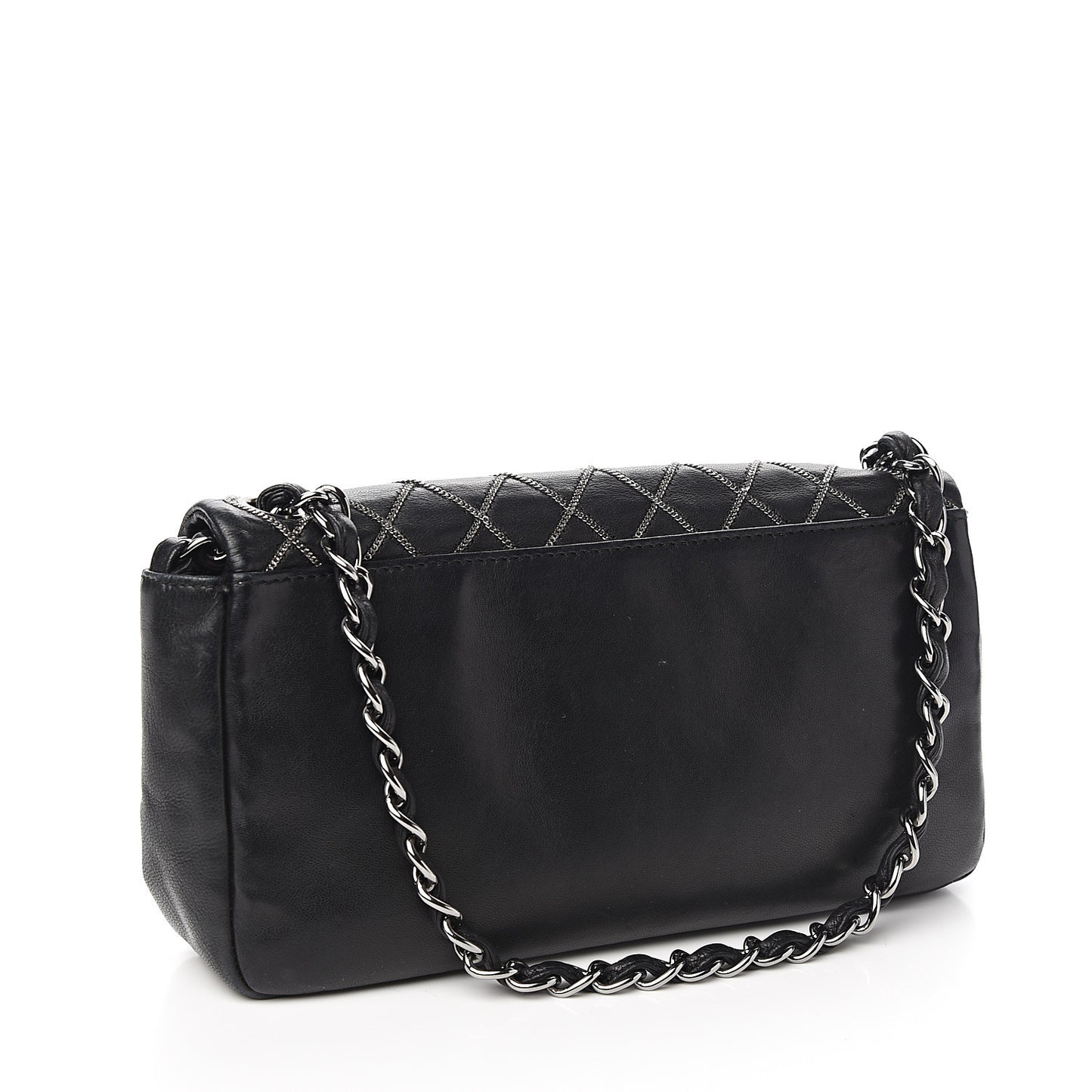 Lambskin Chain Single Flap Black