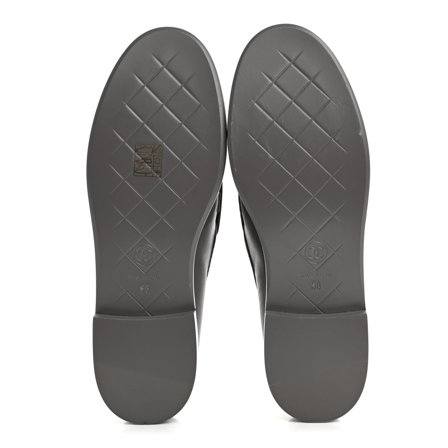 Lambskin Quilted CC Turnlock Loafers 38 Dark Grey